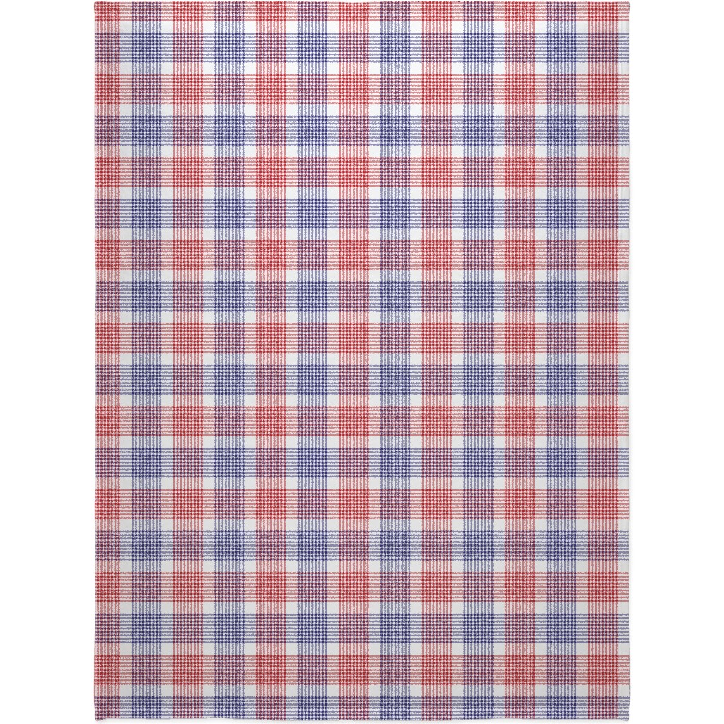 Plaid - Red, White and Blue Blanket, Sherpa, 60x80, Multicolor