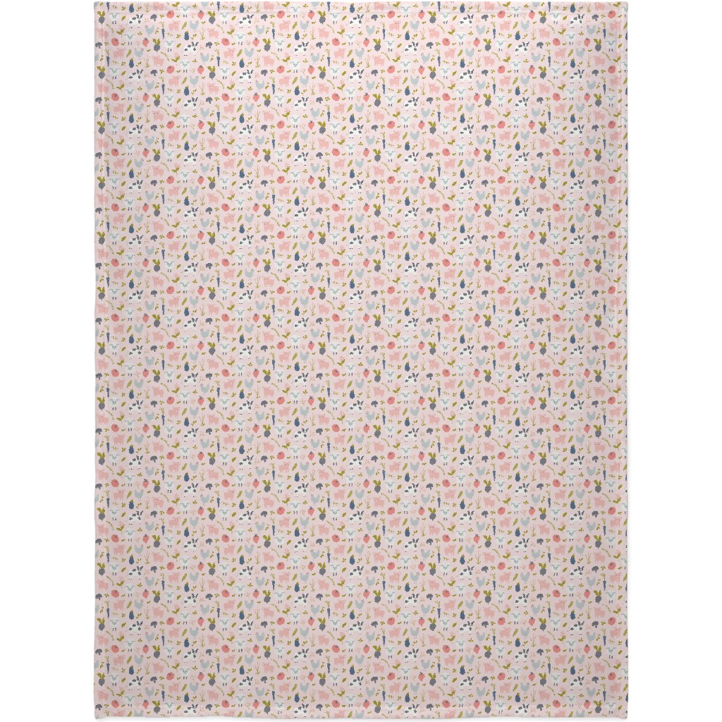 Farm Life - Pink Blanket, Sherpa, 60x80, Pink, Bright Pink