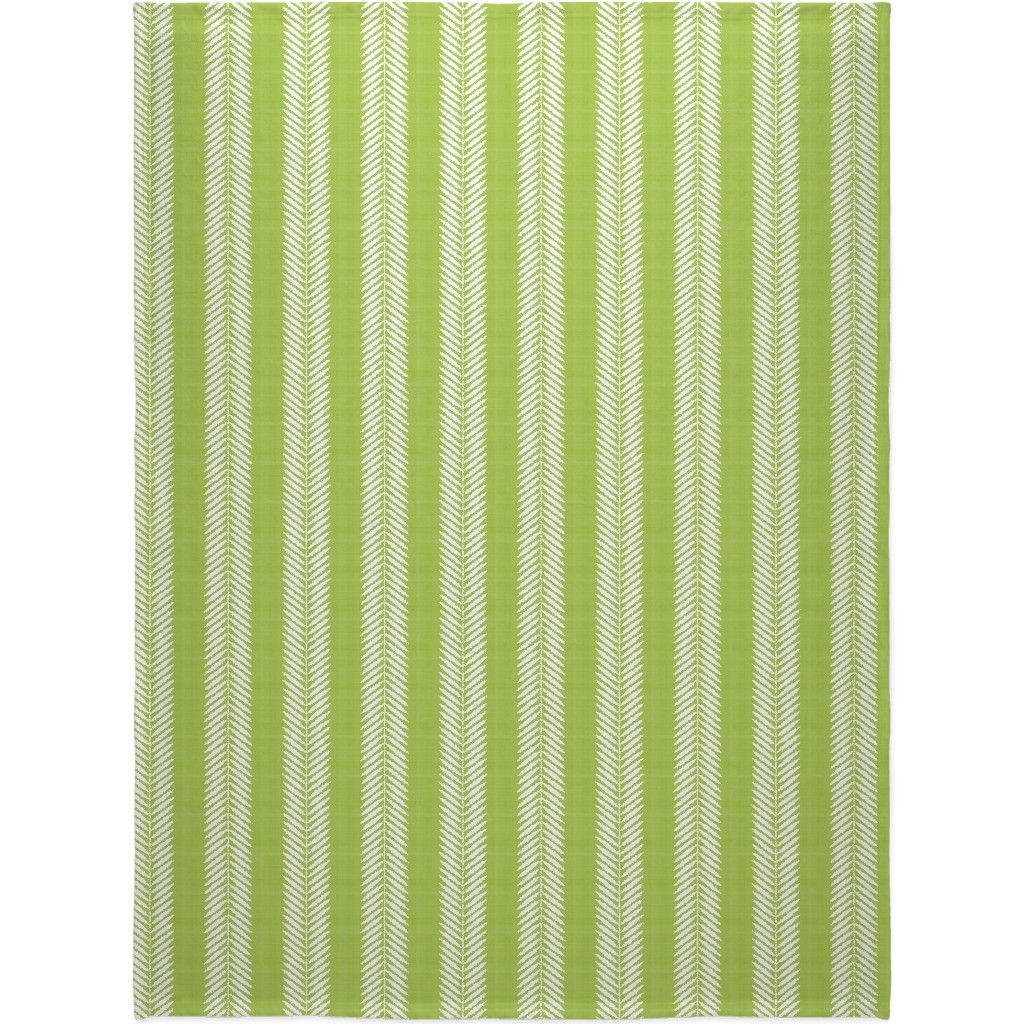 Laurel Leaf Stripe Blanket, Sherpa, 60x80, Green, Julep