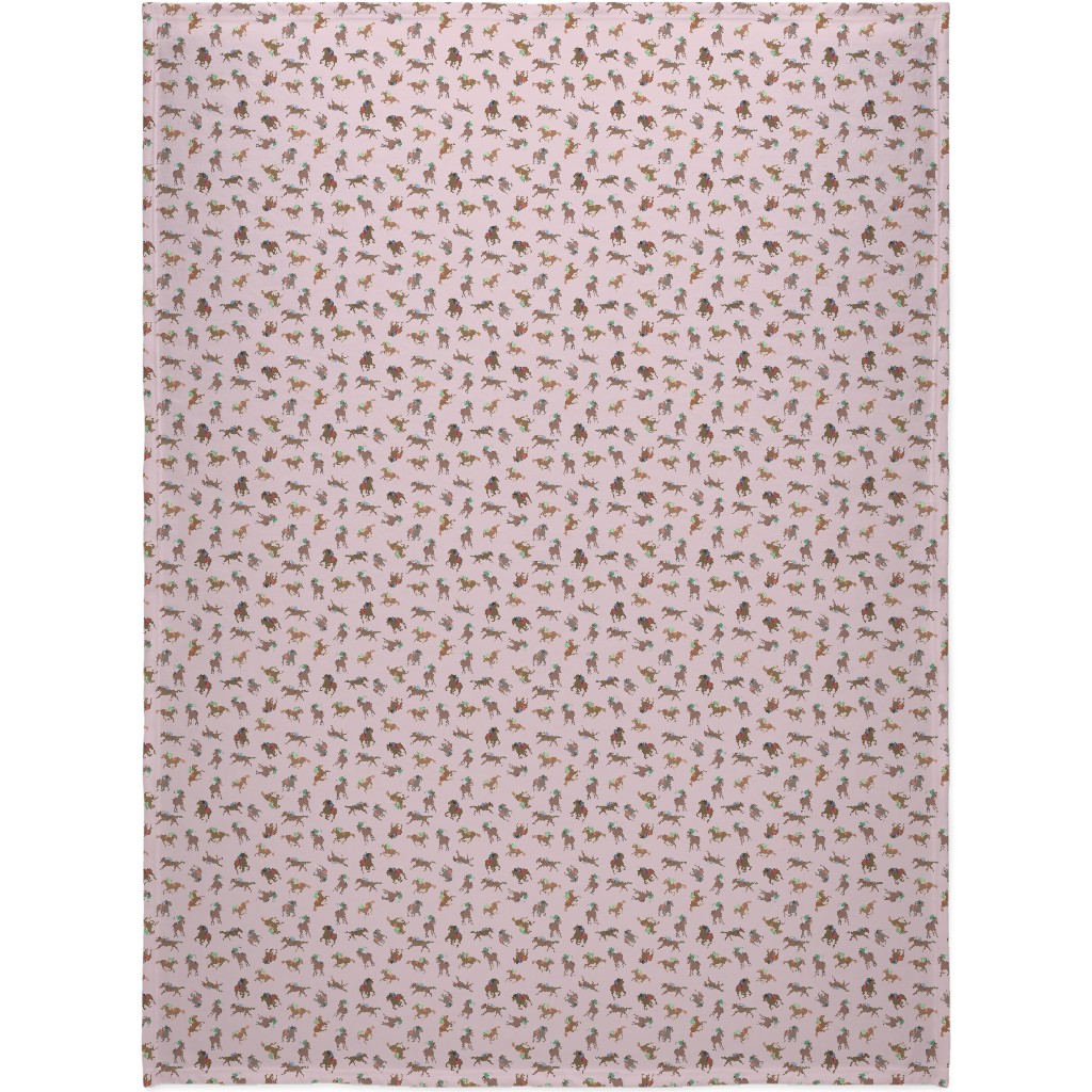 Horses Running Blanket, Sherpa, 60x80, Pink, Bloom