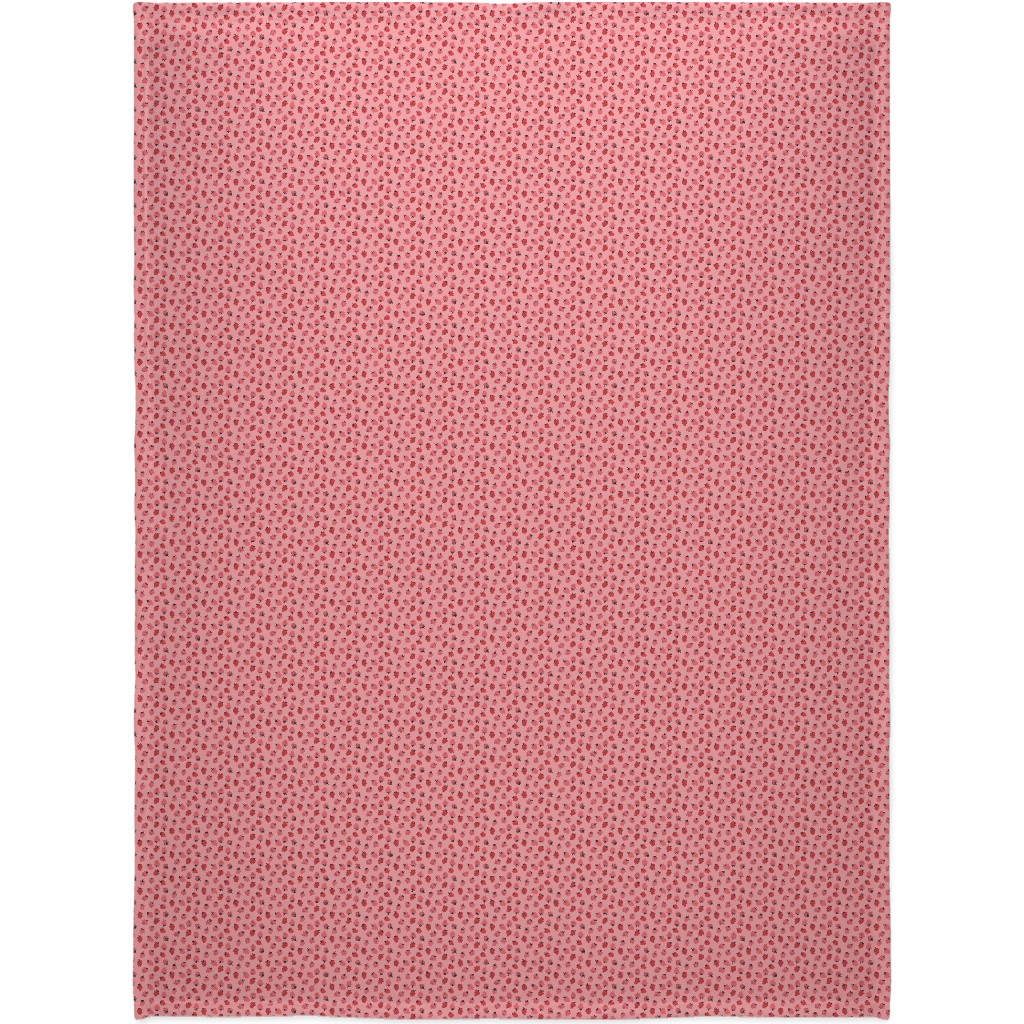 Red Strawberries - Pink Blanket, Sherpa, 60x80, Pink, Bright Pink