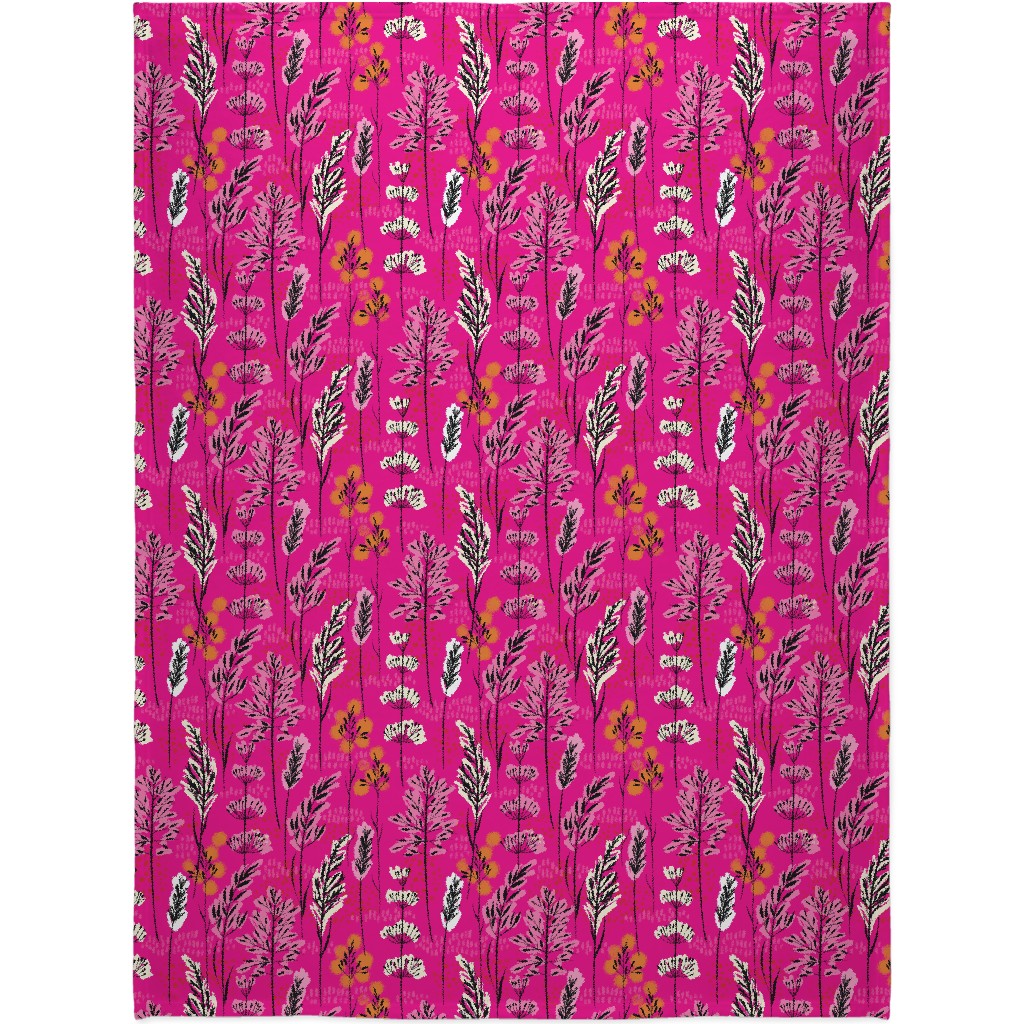 Wild Grasses on Pink Skies Blanket, Sherpa, 60x80, Pink