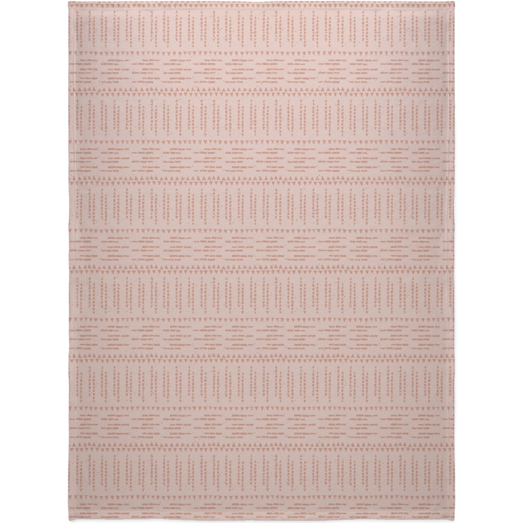 Boho Tribal Dashed Geometric - Pink Blanket, Sherpa, 60x80, Pink