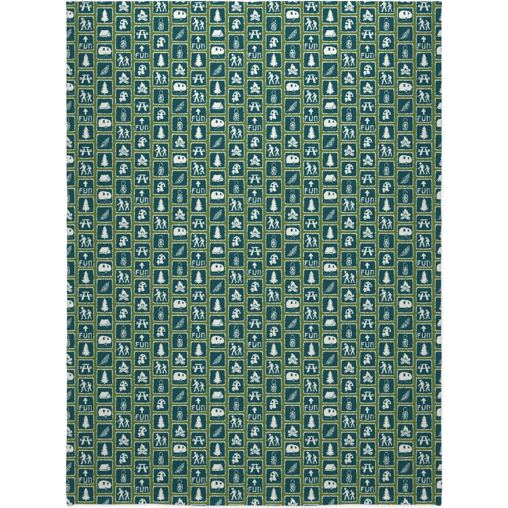 Follow the Signs To Fun Blanket, Sherpa, 60x80, Green, Seaweed