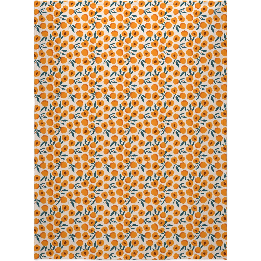 Summer Peches - Orange Blanket, Sherpa, 60x80, Orange