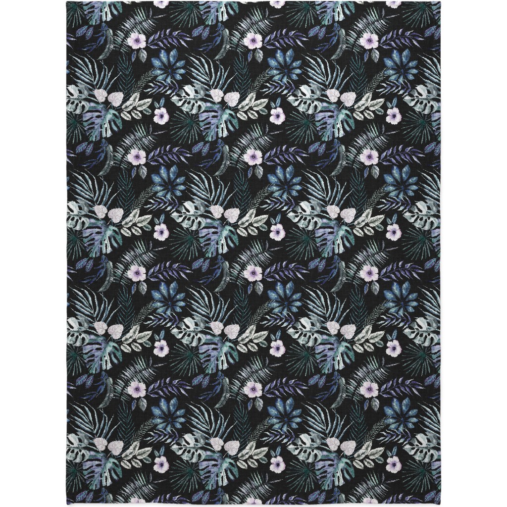 Phantasmagorial Jungle Blanket, Sherpa, 60x80, Black, Black