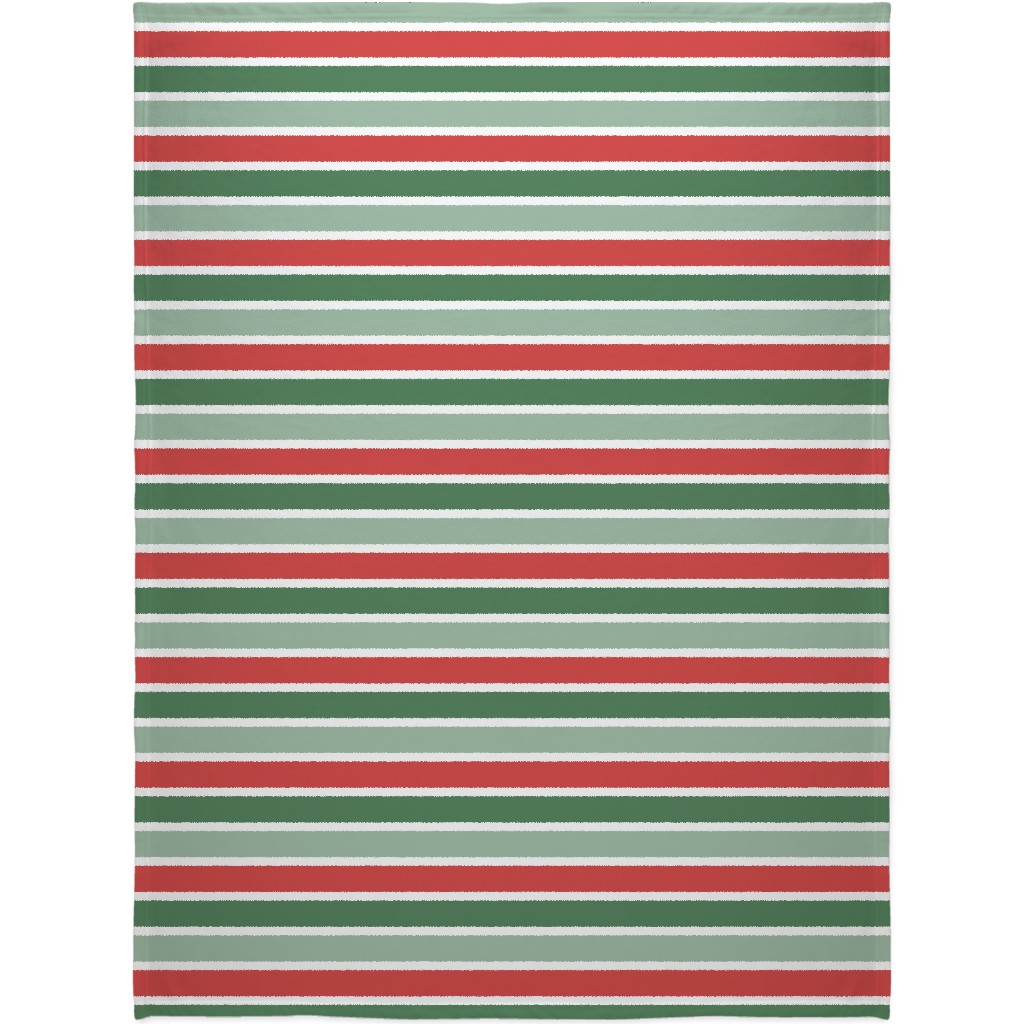 Cozy Christmas Stripe - Red and Green Blanket, Sherpa, 60x80, Multicolor