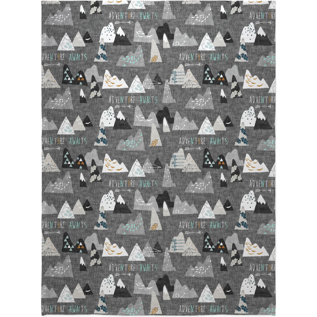Adventure Awaits - Gray Blanket, Sherpa, 60x80, Gray, Gray