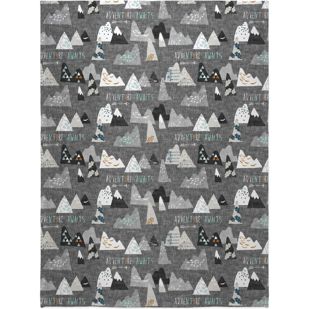 Adventure Awaits - Gray Blanket, Sherpa, 60x80, Gray