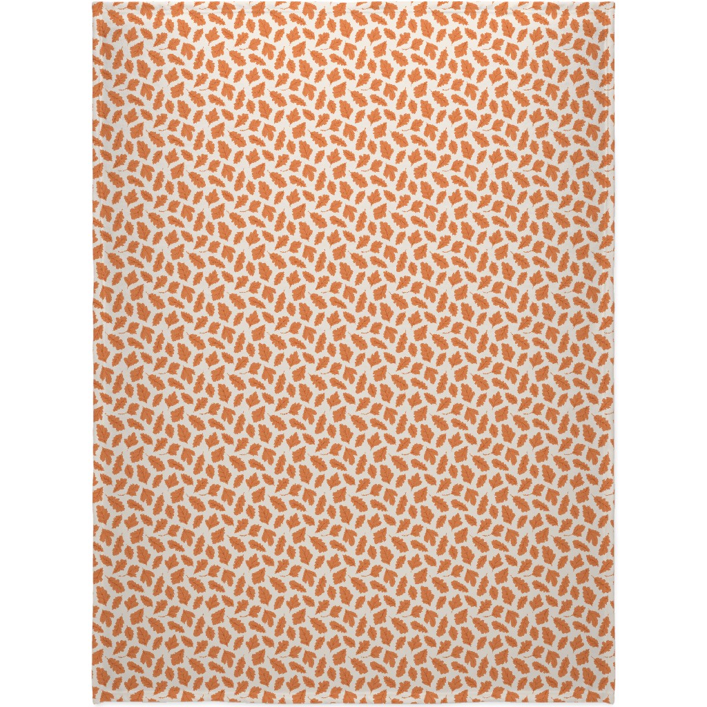 Autumn Leaves - Orange on Cream Blanket, Sherpa, 60x80, Orange, Orange