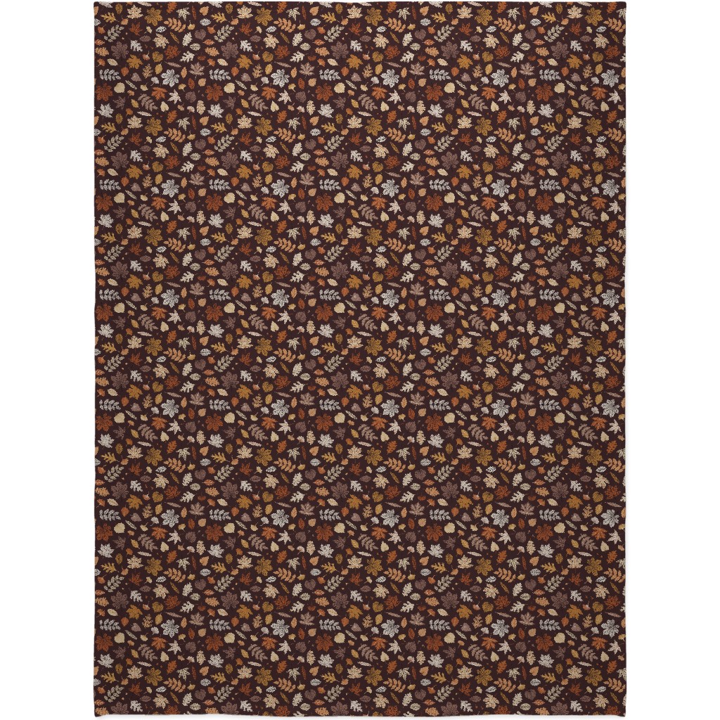 Fall Time Leaves - Brown Blanket, Sherpa, 60x80, Brown