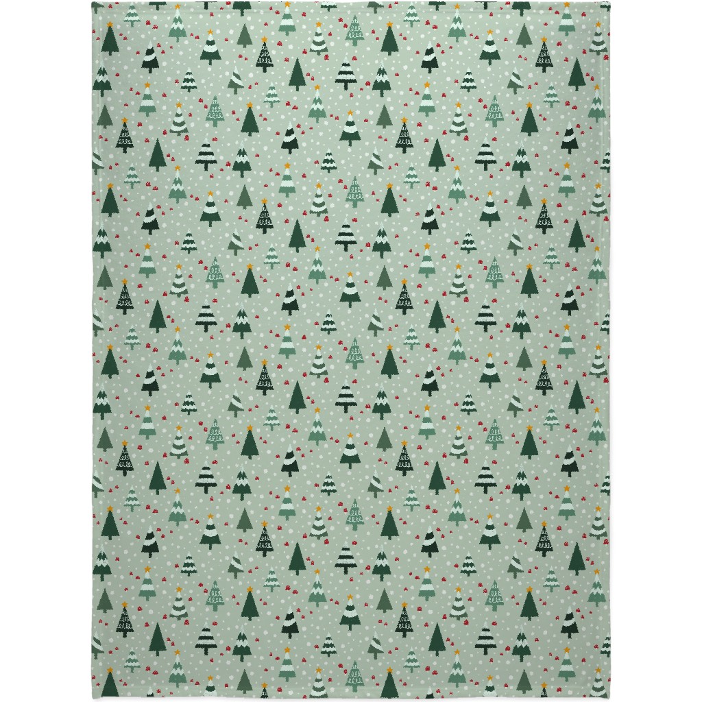 Christmas Forest - Green Blanket, Sherpa, 60x80, Green