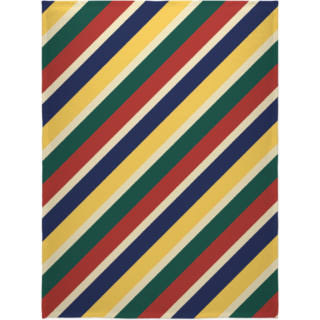 Camping Stripe Diagonal - Multi Blanket, Sherpa, 60x80, Multicolor