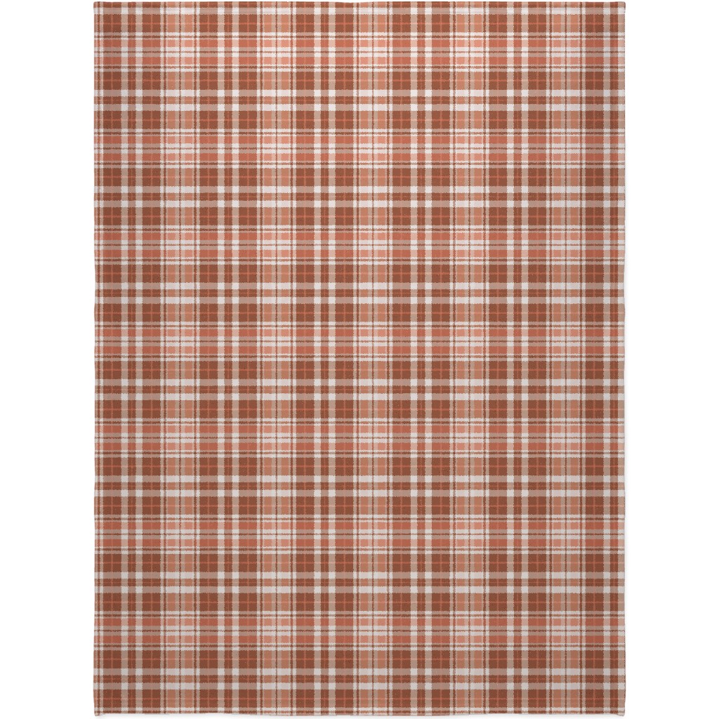 Pumpkin Spice Plaid Blanket, Sherpa, 60x80, Brown, Brown