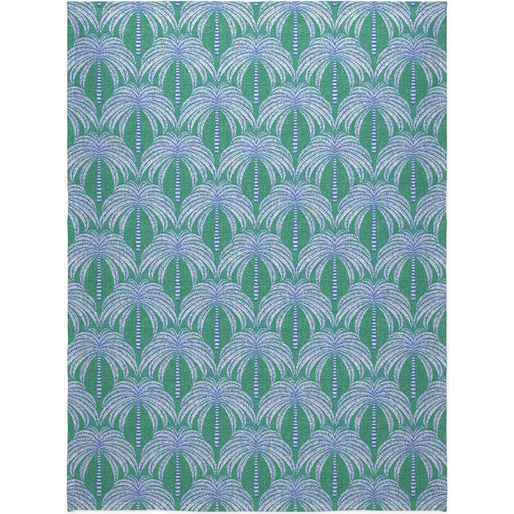 Palm Springs Palm Trees - Green Blanket, Sherpa, 60x80, Green