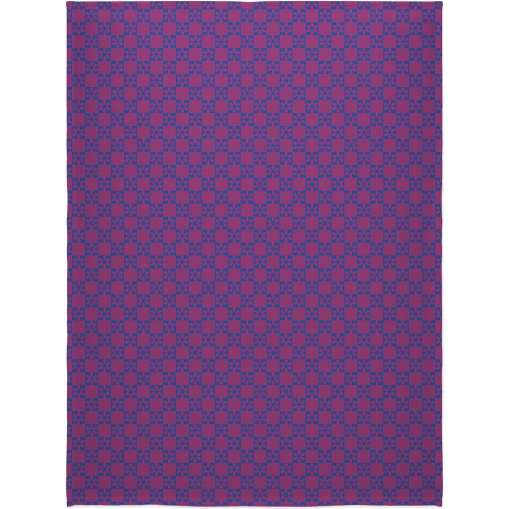 Daisy Checkerboard Blanket, Sherpa, 60x80, Red, Crushed Berries