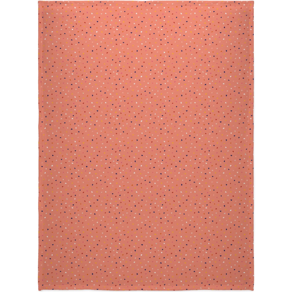 Heart Sprinkles - Pink Blanket, Sherpa, 60x80, Pink, Bright Pink