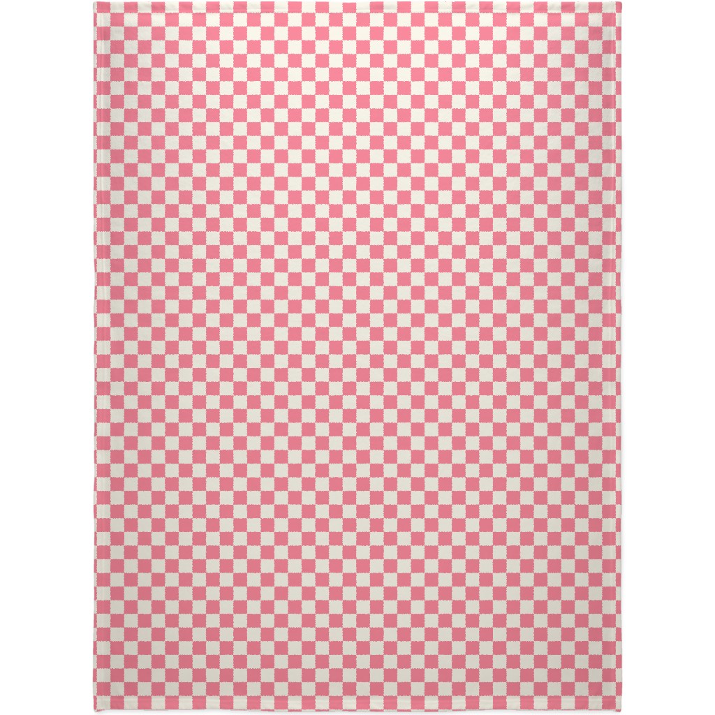 Checkered Pattern - Pink Blanket, Sherpa, 60x80, Pink