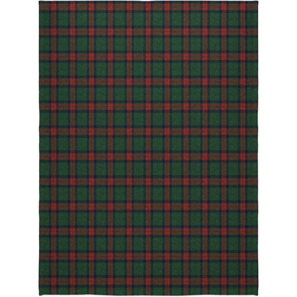 Holiday Tartan Blanket, Sherpa, 60x80, Green