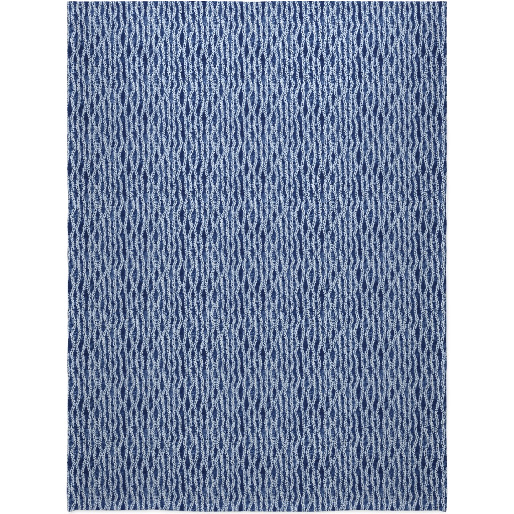 Shibori Ripples - Blue Blanket, Sherpa, 60x80, Blue