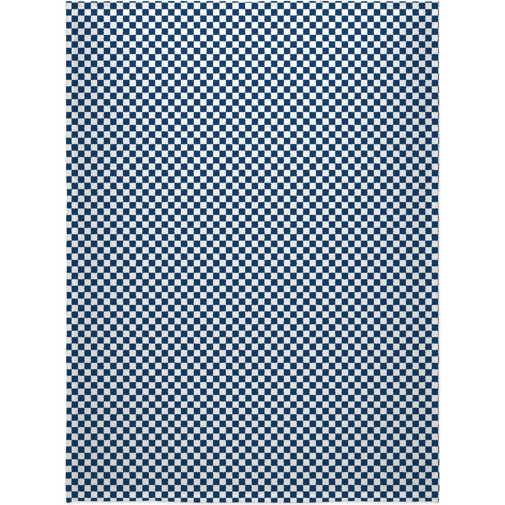Wonderland Checkerboard - Lonely Angel Blue & White Blanket, Sherpa, 60x80, Blue