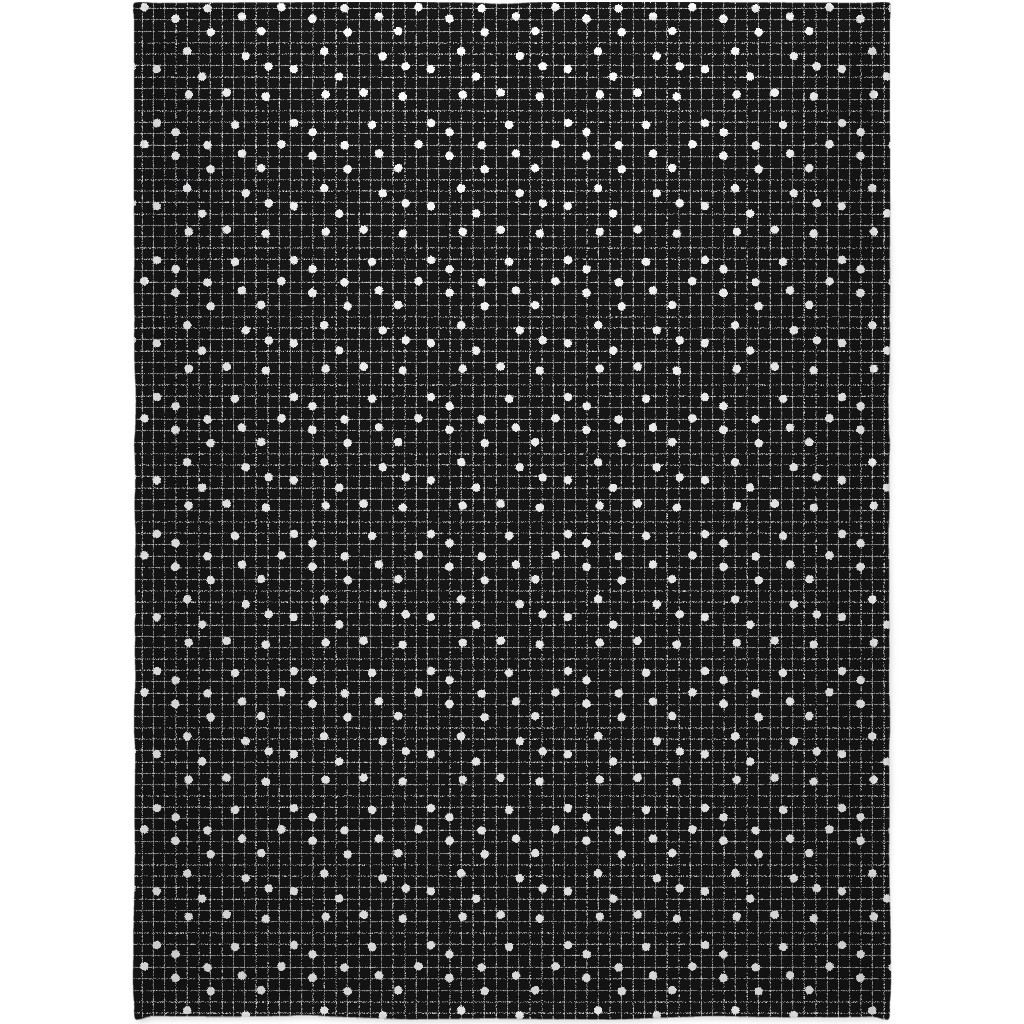 Dot Line - Black and White Blanket, Sherpa, 60x80, Black