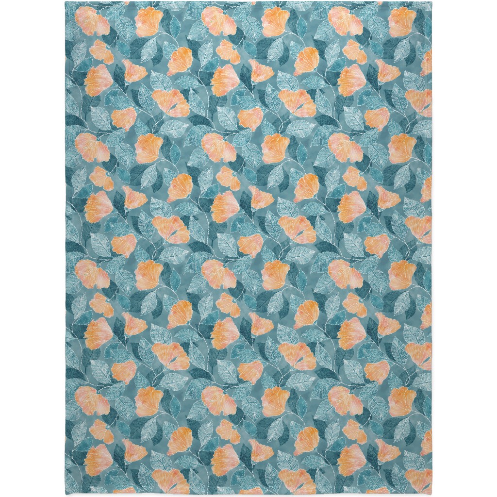Rose of Sharon - Pink & Blue Blanket, Sherpa, 60x80, Blue