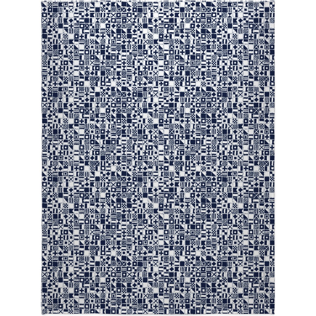 Sailing Flags - Navy Blue Blanket, Sherpa, 60x80, Blue
