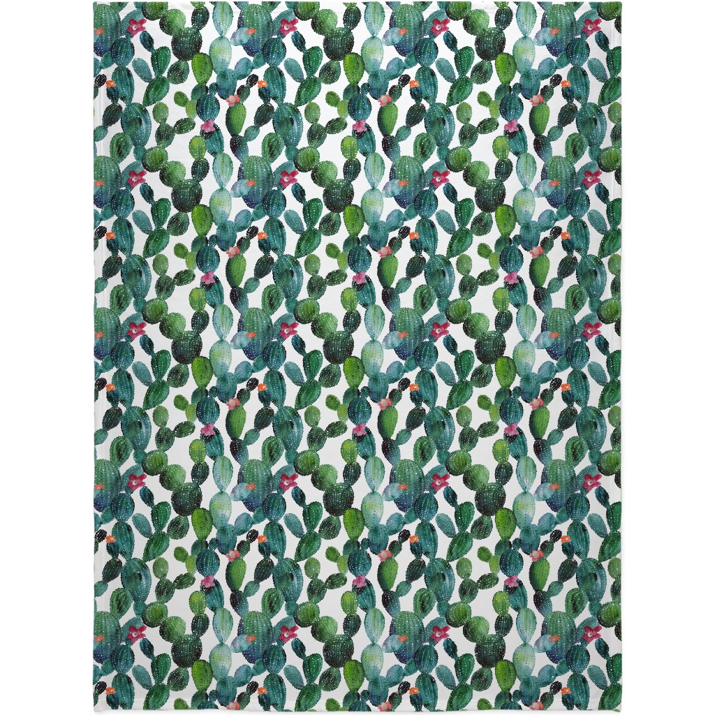Cactuses - Green Blanket, Sherpa, 60x80, Green, Classic Green