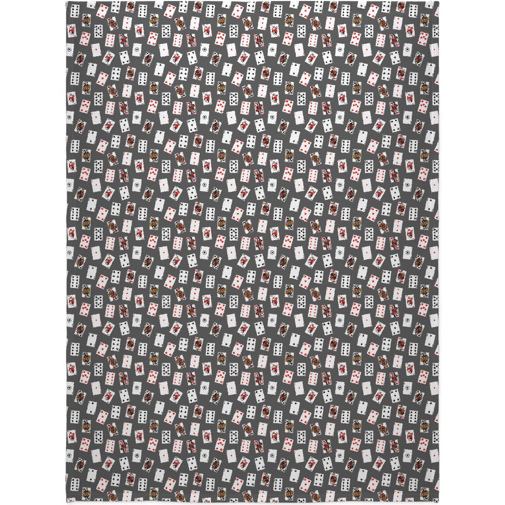 Scattered Playing Cards Blanket, Sherpa, 60x80, Gray, Slate