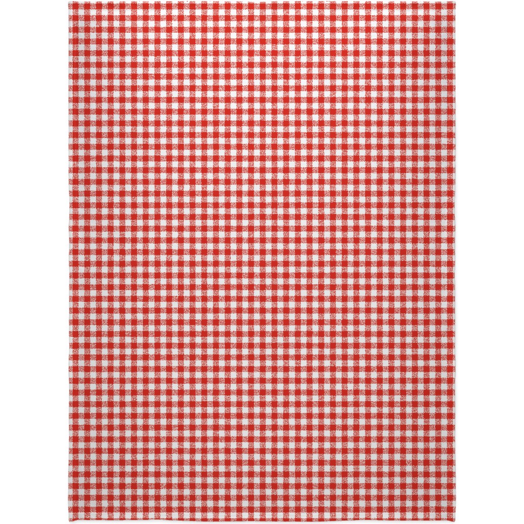 Red Gingham Pattern Blanket, Sherpa, 60x80, Red