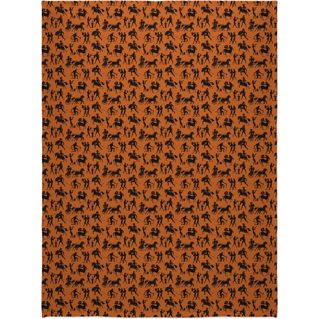 Greek Figures Blanket, Sherpa, 60x80, Orange, Persimmon