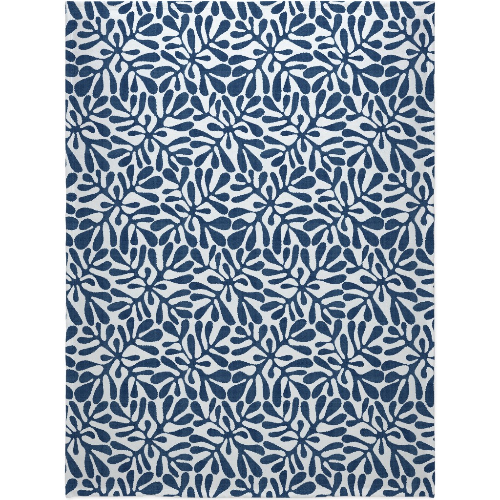 Block Print Texture Blanket, Sherpa, 60x80, Blue, Navy
