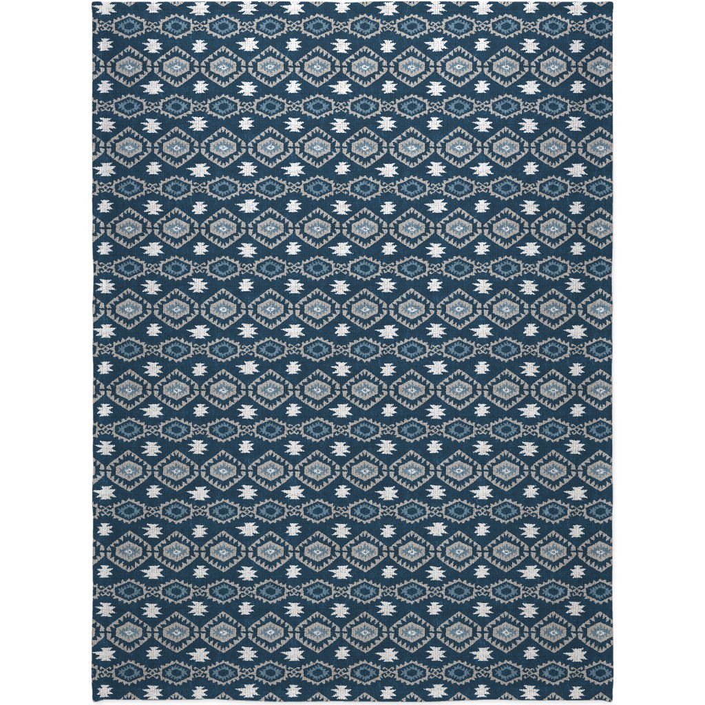 Kilim Me - Blue Blanket, Sherpa, 60x80, Blue, True Blue
