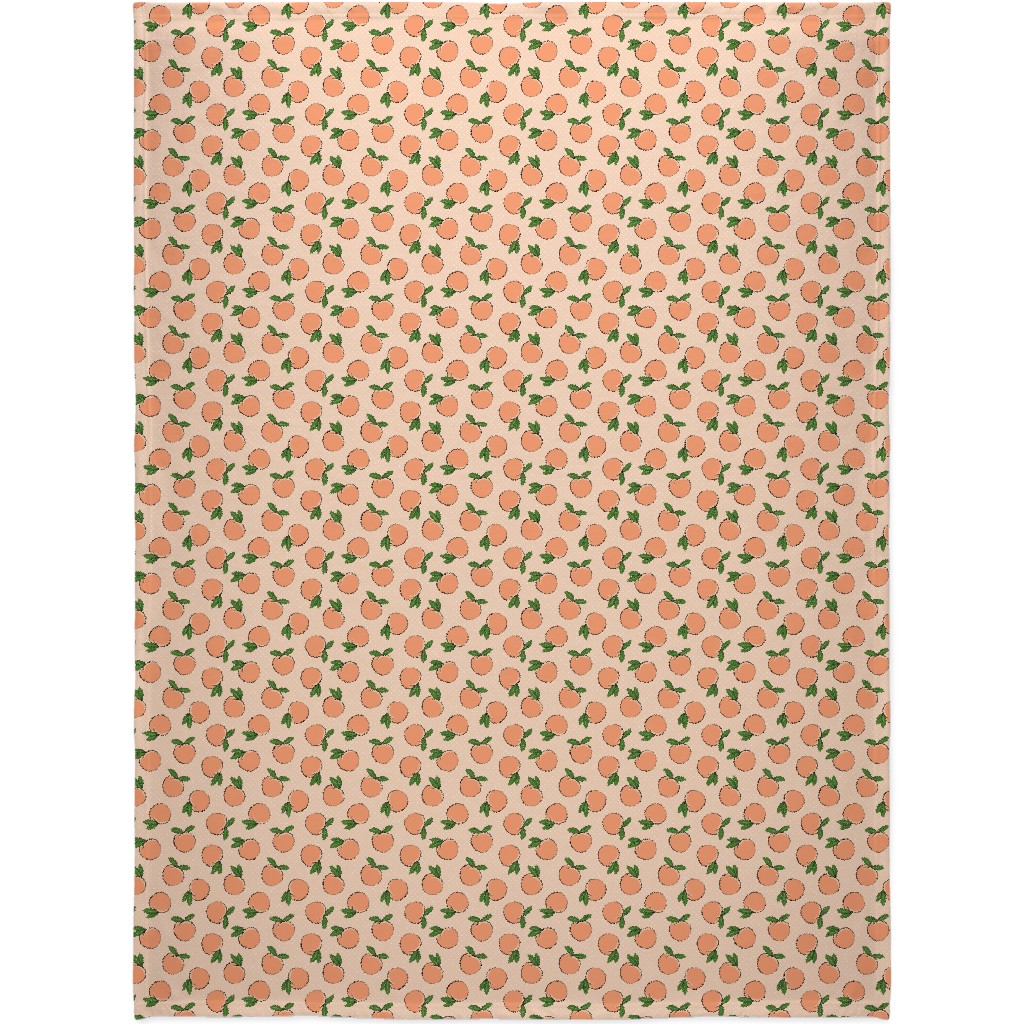 Peachy Polka Dots - Peach Blanket, Sherpa, 60x80, Orange, Orange