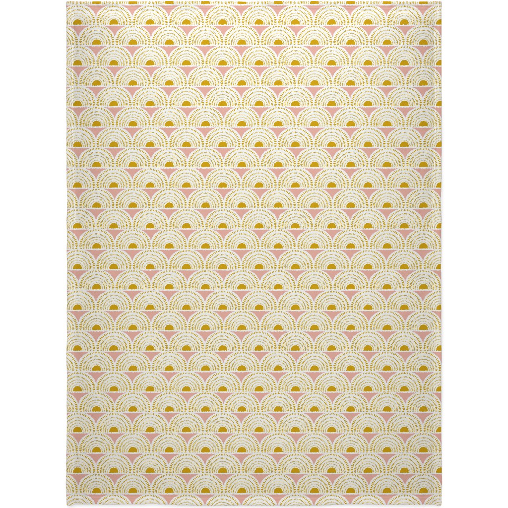 Aurora Geometric - Blush and Goldenrod Blanket, Sherpa, 60x80, Yellow