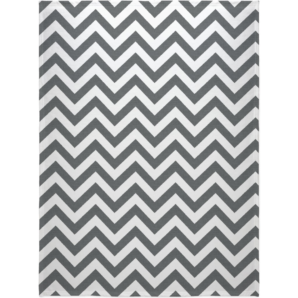 Chevron - Gray Blanket, Sherpa, 60x80, Gray, Gray