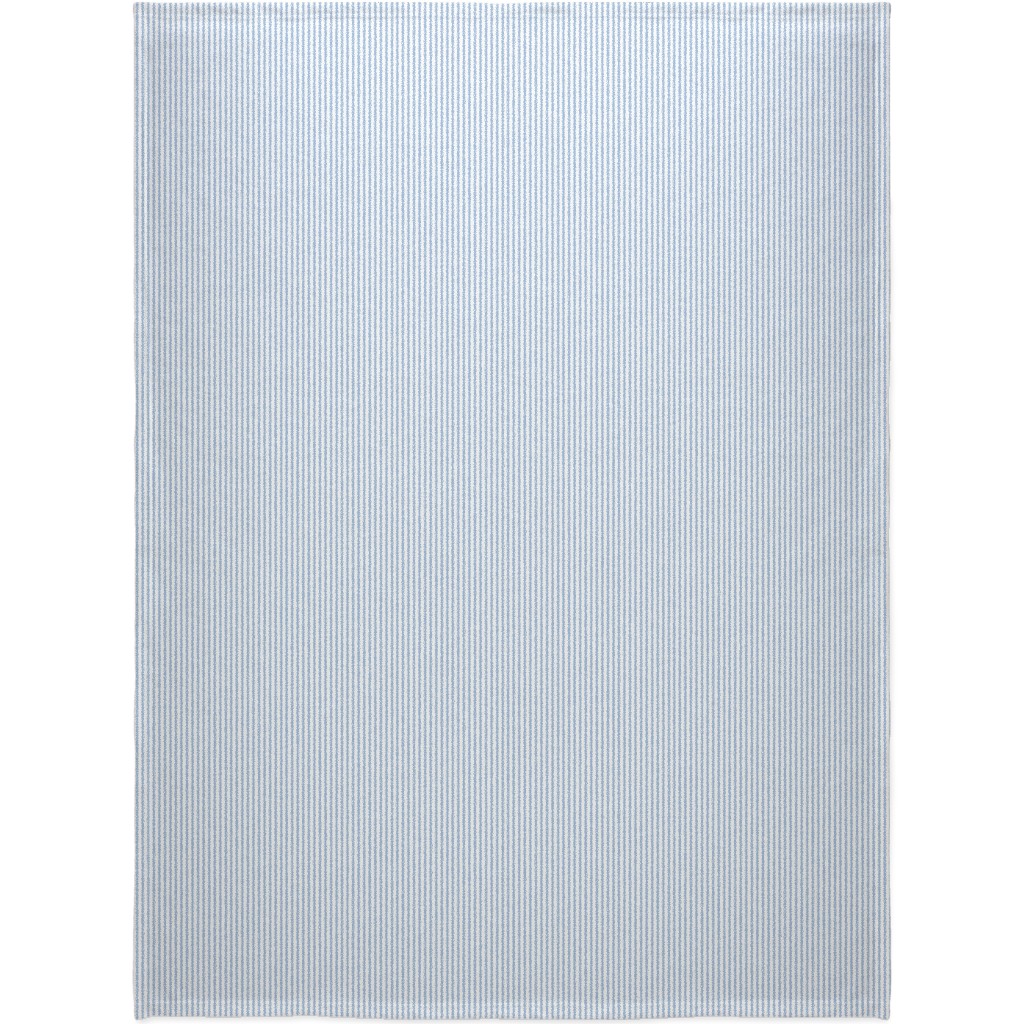 Cedar Lake Cottage Ticking Stripe - Blue Blanket, Sherpa, 60x80, Blue
