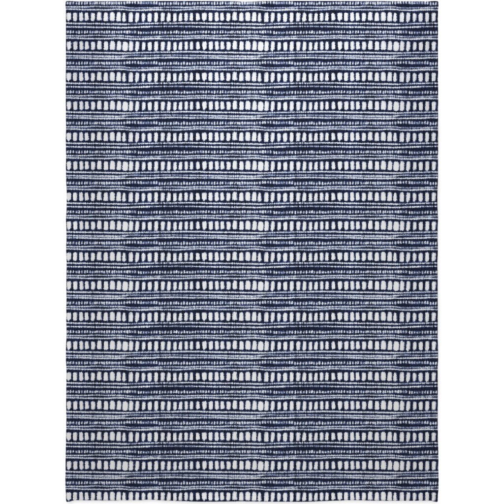 Shibori - Organic and Loose Lines and Dots Blanket, Sherpa, 60x80, Blue
