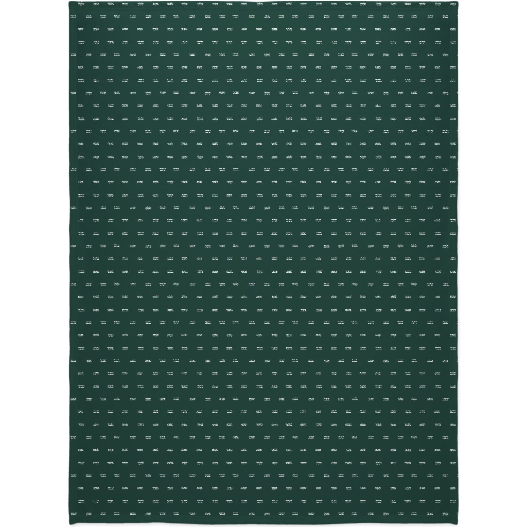 Parallel Lines Hand Drawn Mudcloth on Bottle Green Blanket, Sherpa, 60x80, Green