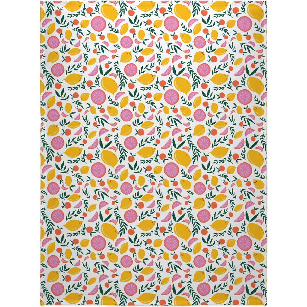 Citrus Grove - Pink and Yellow Blanket, Sherpa, 60x80, Pink