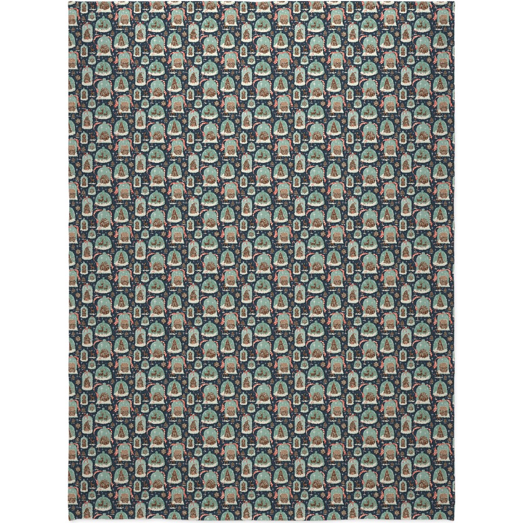 Christmas Gingerbread Village - Blue Blanket, Sherpa, 60x80, Multicolor