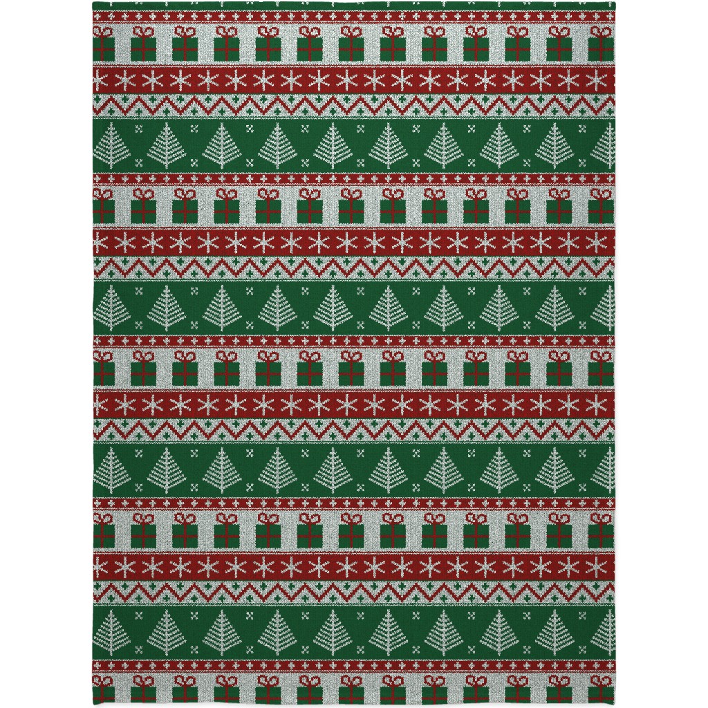 Christmas Knit - Green Blanket, Sherpa, 60x80, Multicolor