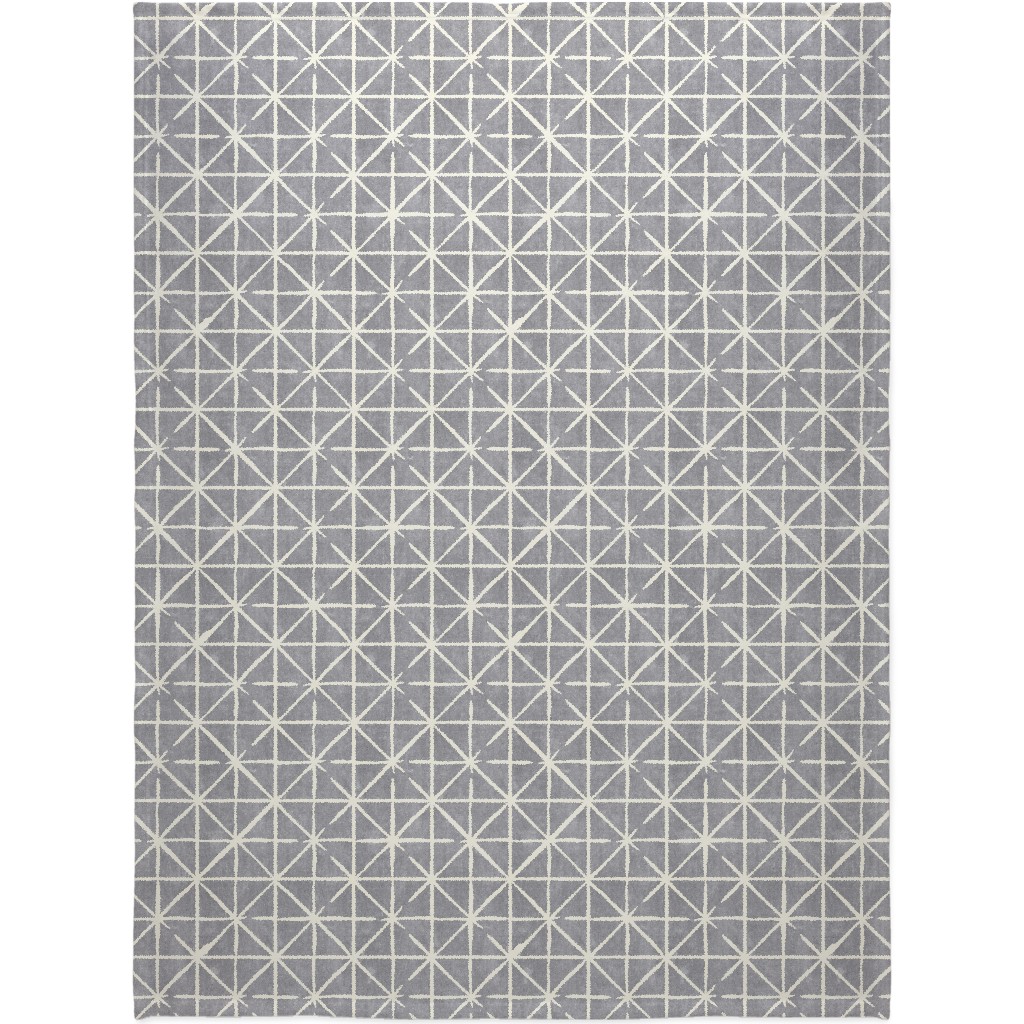 Geometric Triangles - Distressed - Grey Blanket, Sherpa, 60x80, Gray