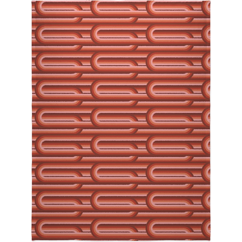 Retro Road - Mauve Multi Blanket, Sherpa, 60x80, Red, Red