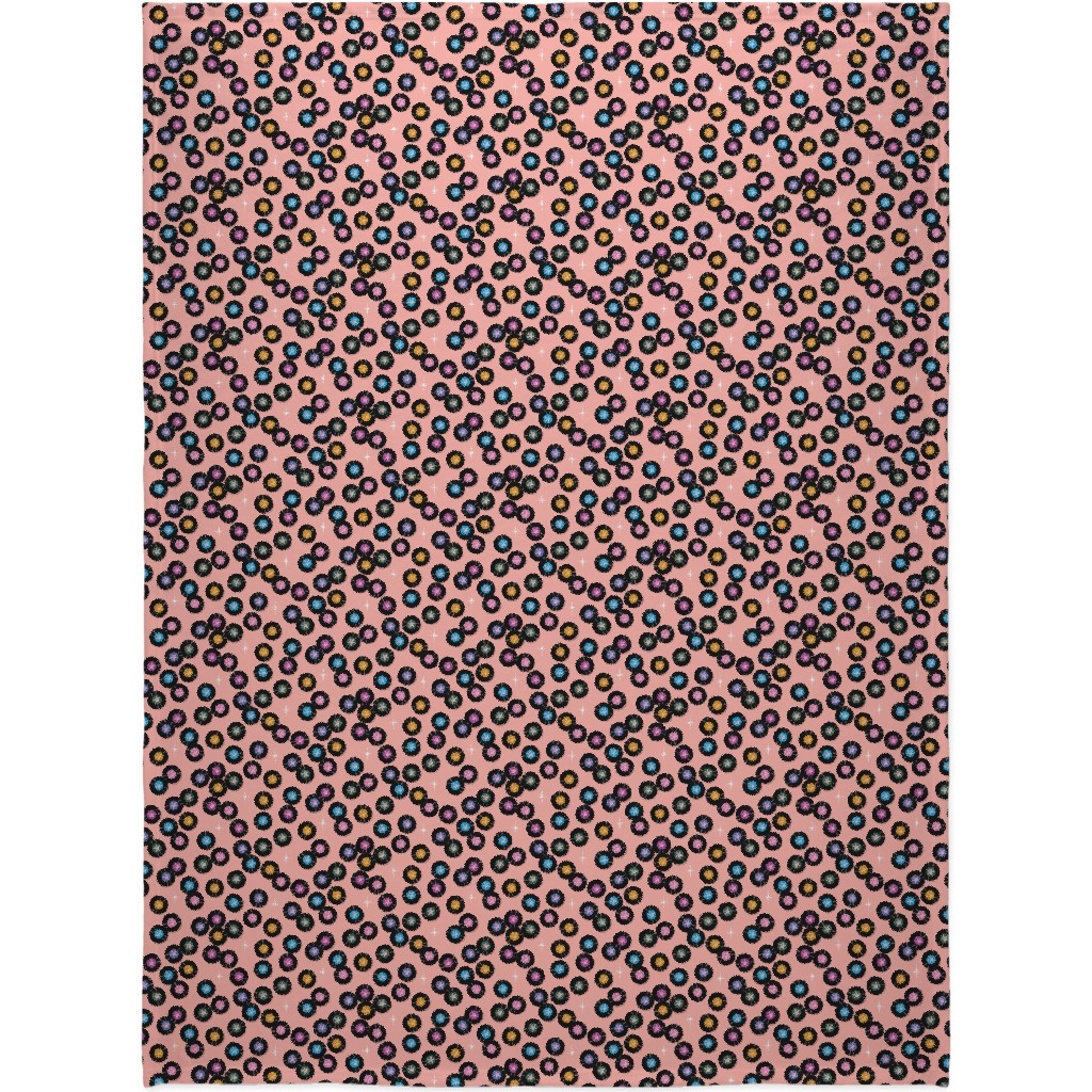 Pop Star Vintage Vinyl Records Blanket, Sherpa, 60x80, Pink, Strawberry