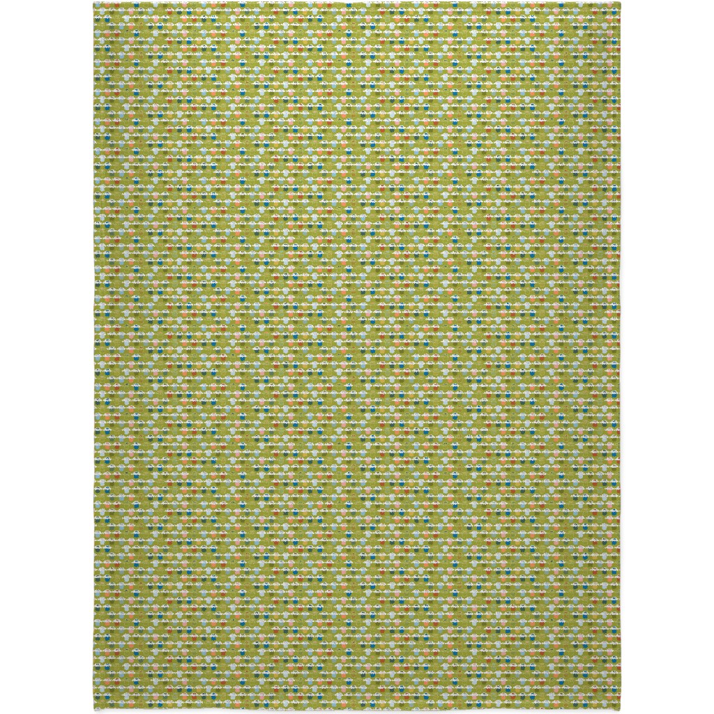 Paint Pots Blanket, Sherpa, 60x80, Green, Artichoke