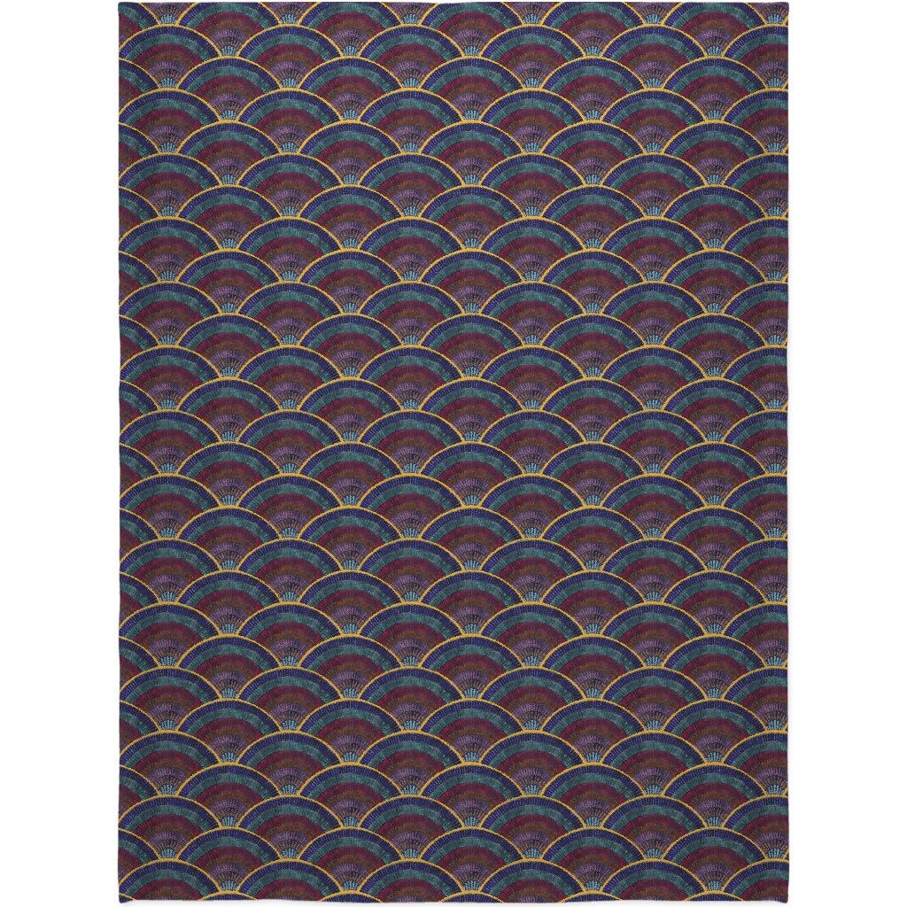 Moody Art Deco Tile - Dark Blanket, Sherpa, 60x80, Multicolor