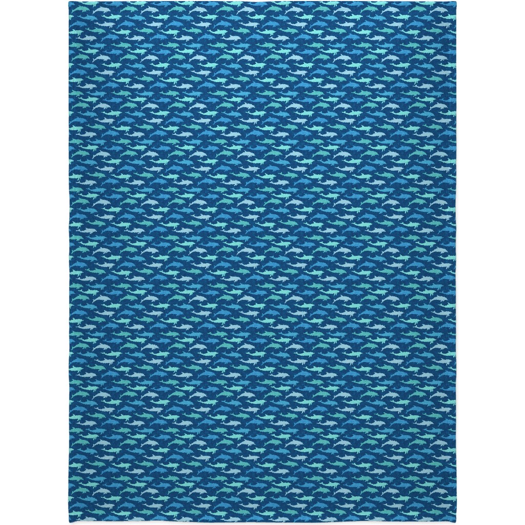 Dolphins Blanket, Sherpa, 60x80, Blue, Bluebird