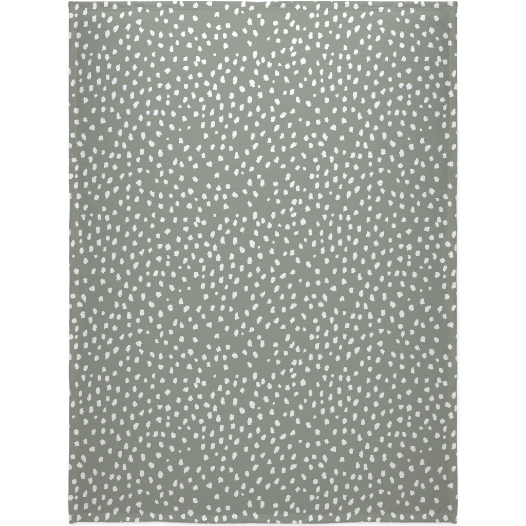 Painterly White Marks Blanket, Sherpa, 60x80, Green